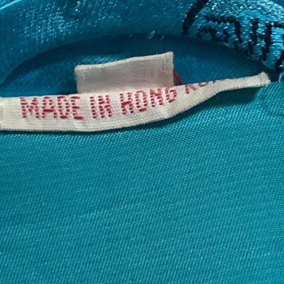 Antique Vintage Teal Satin Made in Hong Kong size 40 - Picture 5 of 10